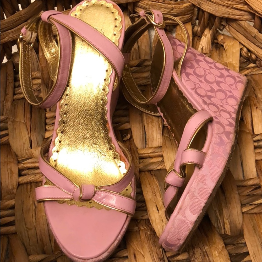 Coach Pink Wedge Sandals